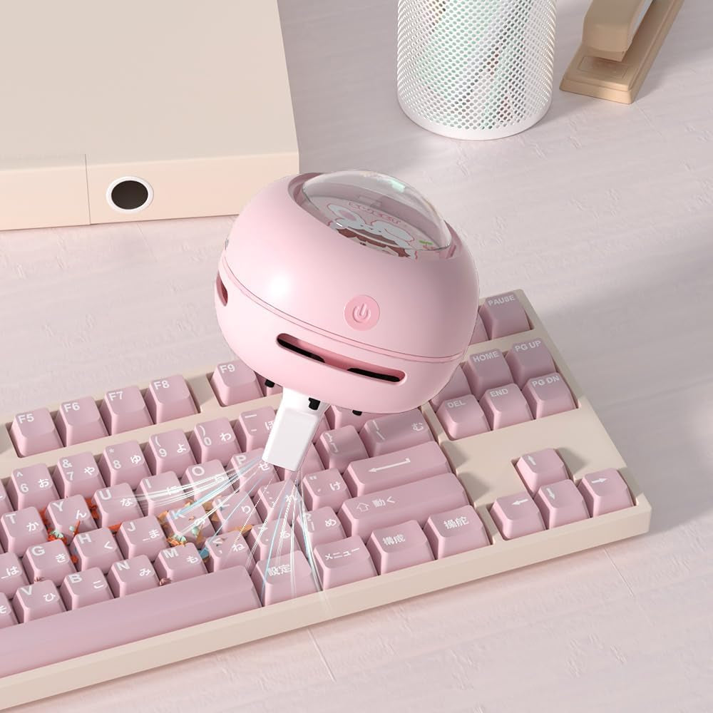 Desktop Vacuum Cleaner, Mini Table Dust Sweeper Energy Saving,High Endurance up to 400 Mins,360º Rotatable Design for Keyboard/Home/School/Office (Pink)