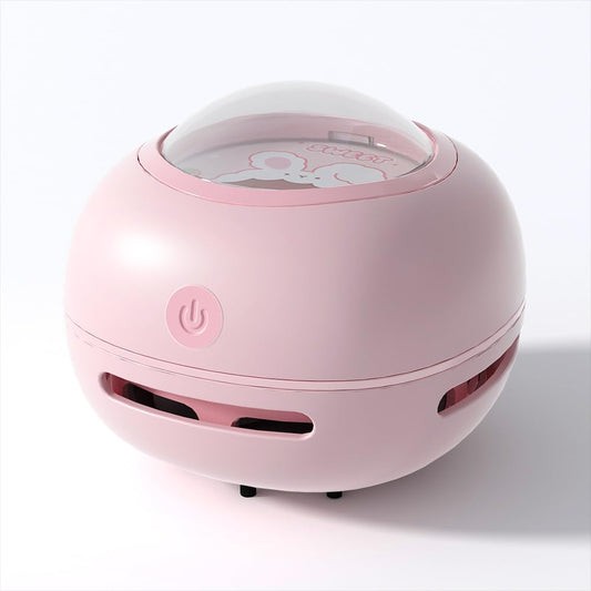 Desktop Vacuum Cleaner, Mini Table Dust Sweeper Energy Saving,High Endurance up to 400 Mins,360º Rotatable Design for Keyboard/Home/School/Office (Pink)